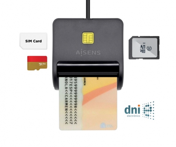 Aisens ASCR-SN02SD-BK viedkaršu (eID karšu) lasītājs
