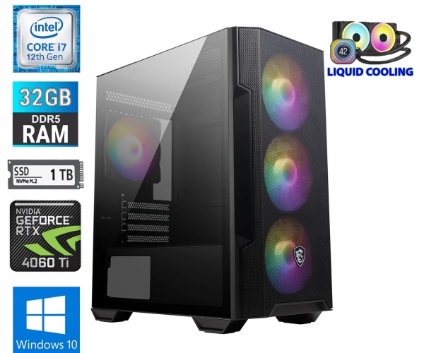 Moonpoint Gaming i7-12700KF 32GB 1TB M.2 NVMe+4TB HDD RTX4060Ti WIN10Pro
